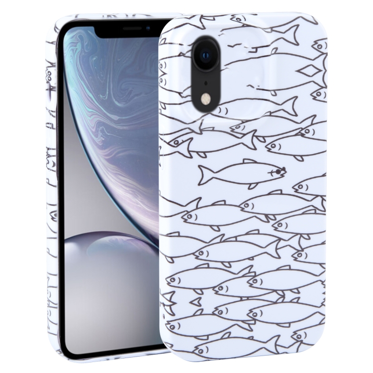 

For iPhone XR Dustproof Net Full Coverage PC Phone Case(Fish School)