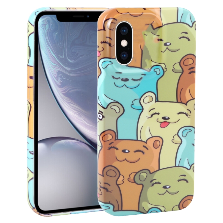 

For iPhone XR Dustproof Net Full Coverage PC Phone Case(Cute Bear)