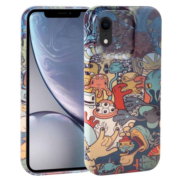 

For iPhone XR Dustproof Net Full Coverage PC Phone Case(Animal Party)
