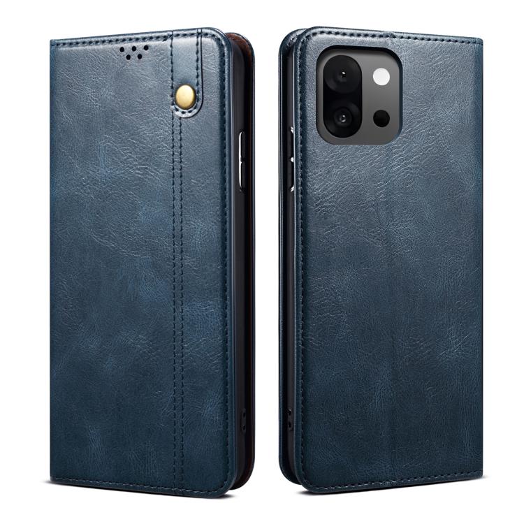 

For OnePlus 13T Oil Wax Crazy Horse Texture Leather Phone Case(Blue)