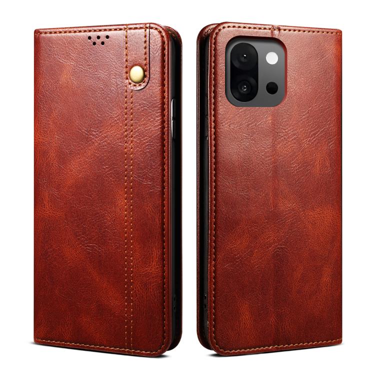 

For OnePlus 13T Oil Wax Crazy Horse Texture Leather Phone Case(Brown)