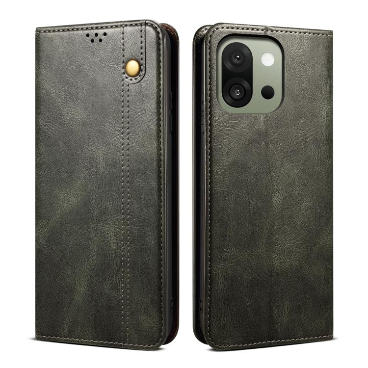 

For OnePlus 13s 5G Oil Wax Crazy Horse Texture Leather Phone Case(Green)
