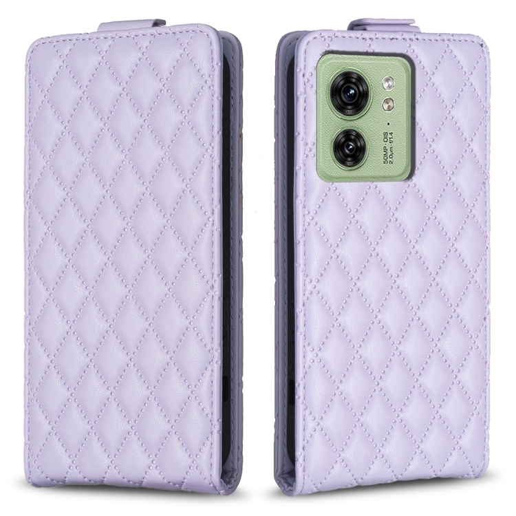 

For Motorola Edge 40 5G Diamond Lattice Vertical Flip Leather Phone Case(Purple)
