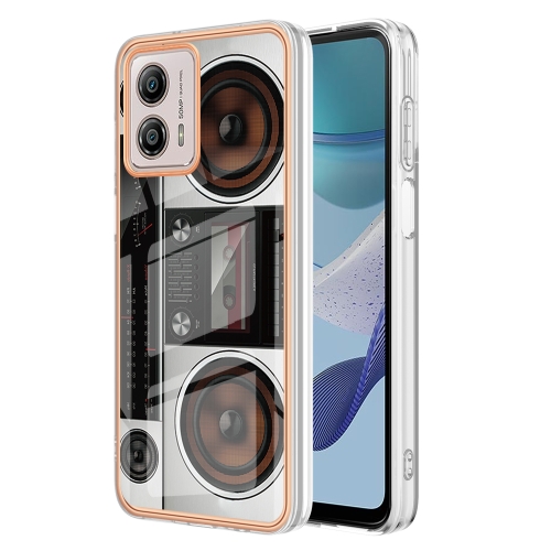 

For Motorola Moto G53 / G23 / G13 Electroplating Marble Dual-side IMD Phone Case(Retro Radio)