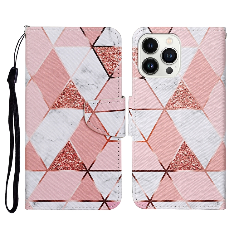 

For iPhone 15 Pro Max 3D Colored Drawing Flip Leather Phone Case(Marble)