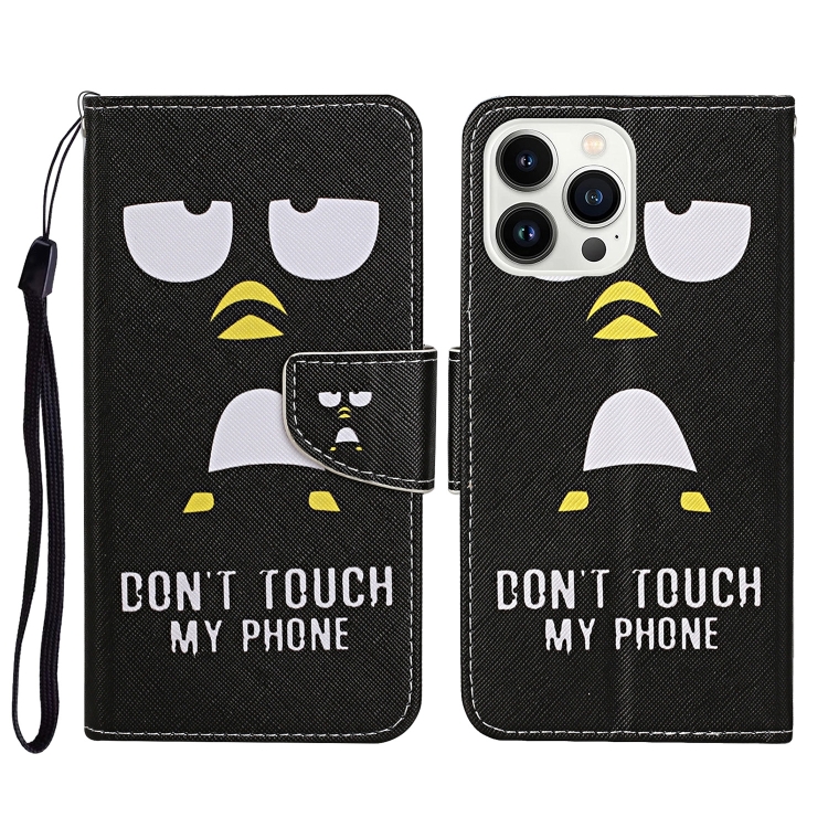 

For iPhone 15 Pro 3D Colored Drawing Flip Leather Phone Case(Penguins)
