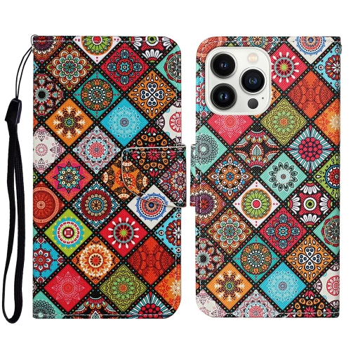

For iPhone 15 Pro 3D Colored Drawing Flip Leather Phone Case(Ethnic Totem)
