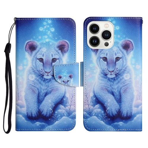 

For iPhone 15 Pro 3D Colored Drawing Flip Leather Phone Case(Leopard)