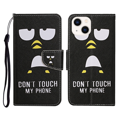 

For iPhone 15 Plus 3D Colored Drawing Flip Leather Phone Case(Penguins)