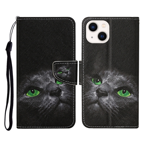 

For iPhone 15 Plus 3D Colored Drawing Flip Leather Phone Case(Black Cat)