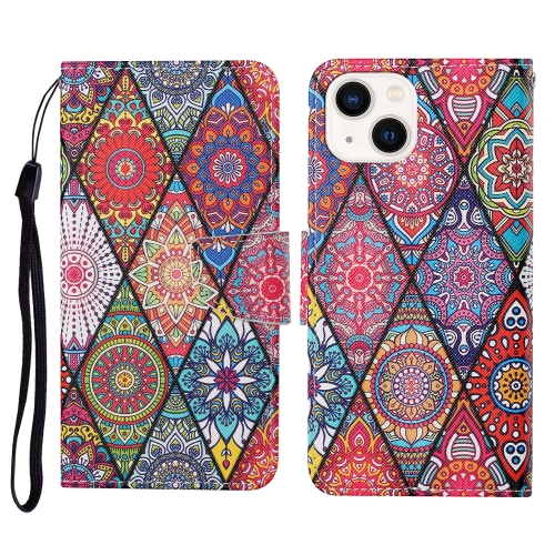 

For iPhone 15 Plus 3D Colored Drawing Flip Leather Phone Case(Rhombus Totem)