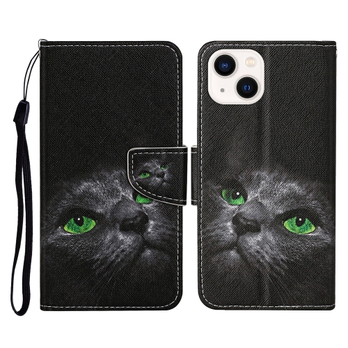 

For iPhone 15 3D Colored Drawing Flip Leather Phone Case(Black Cat)