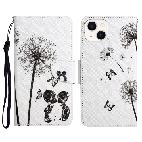 

For iPhone 15 3D Colored Drawing Flip Leather Phone Case(Dandelions)