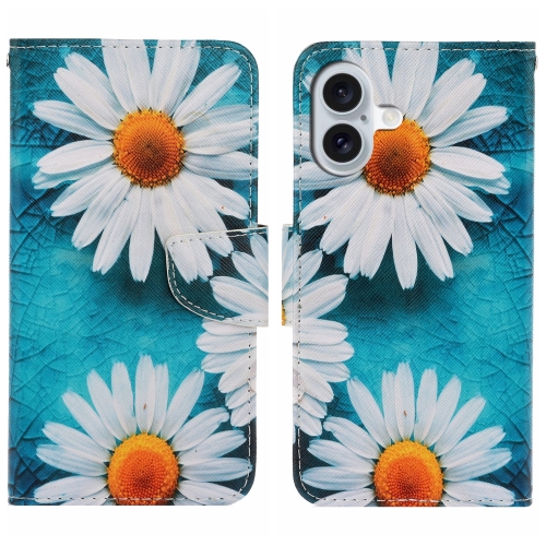 

For iPhone 16 Plus 3D Colored Drawing Flip Leather Phone Case(Daisy)