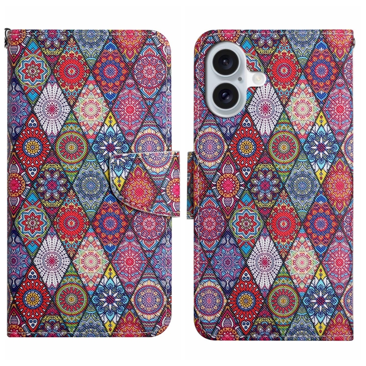 

For iPhone 16 3D Colored Drawing Flip Leather Phone Case(Kaleidoscope)