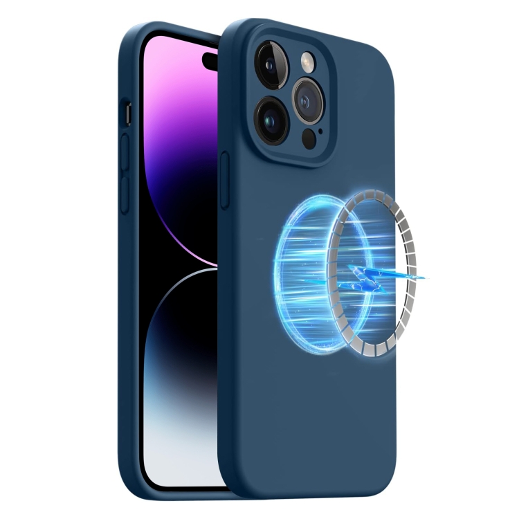 

For iPhone 15 Pro LK MagSafe Magnetic Silicone Phone Case(Blue)