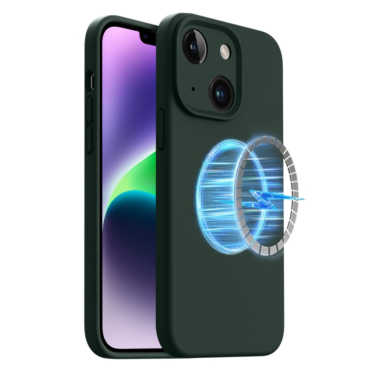 

For iPhone 14 LK MagSafe Magnetic Silicone Phone Case(Green)