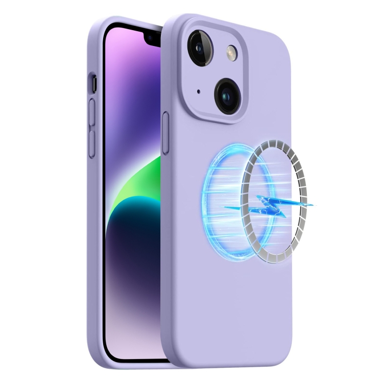 

For iPhone 14 LK MagSafe Magnetic Silicone Phone Case(Purple)
