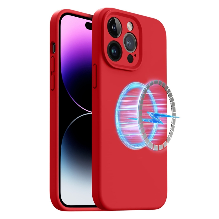 

For iPhone 14 Pro LK MagSafe Magnetic Silicone Phone Case(Red)
