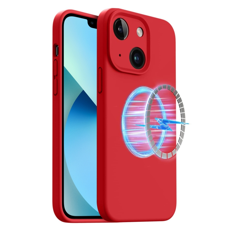 

For iPhone 13 LK MagSafe Magnetic Silicone Phone Case(Red)