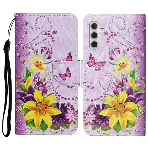 

For Samsung Galaxy S23 FE 5G 3D Colored Drawing Flip Leather Phone Case(Yellow Flowers)