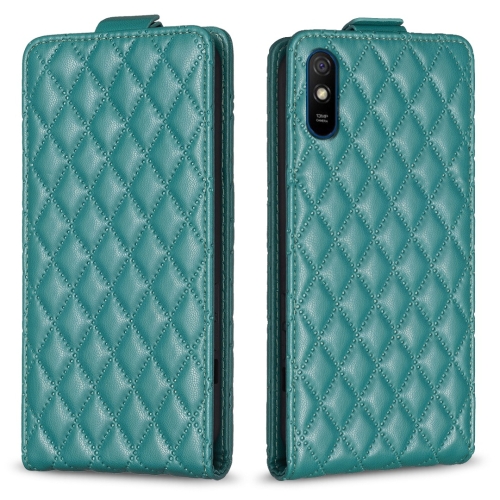 

For Xiaomi Redmi 9A Diamond Lattice Vertical Flip Leather Phone Case(Green)