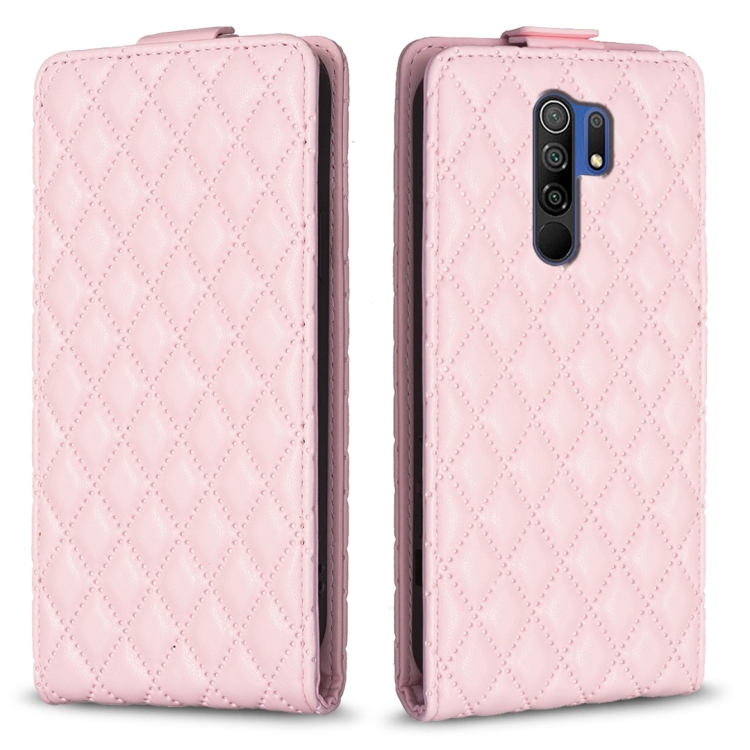 

For Xiaomi Redmi 9 Diamond Lattice Vertical Flip Leather Phone Case(Pink)
