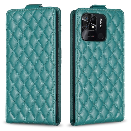 

For Xiaomi Redmi 10C Diamond Lattice Vertical Flip Leather Phone Case(Green)