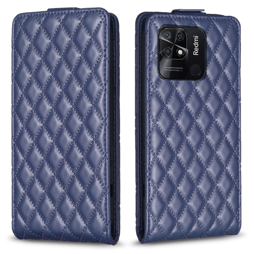 

For Xiaomi Redmi 10C Diamond Lattice Vertical Flip Leather Phone Case(Blue)