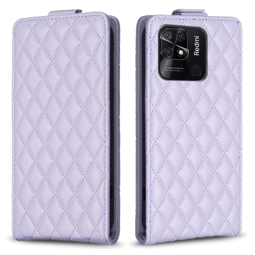 

For Xiaomi Redmi 10C Diamond Lattice Vertical Flip Leather Phone Case(Purple)