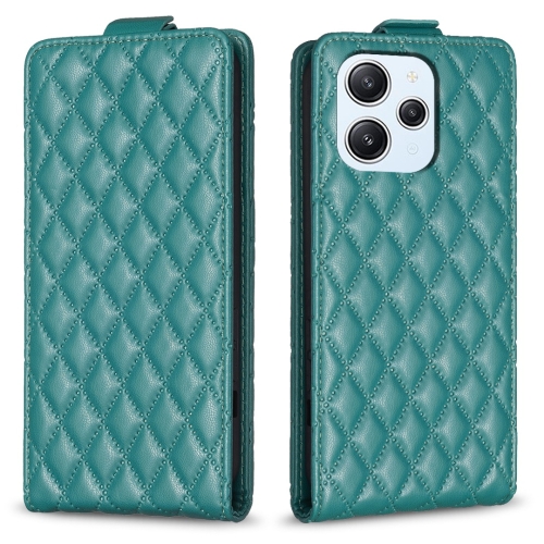 

For Xiaomi Redmi 12 Diamond Lattice Vertical Flip Leather Phone Case(Green)