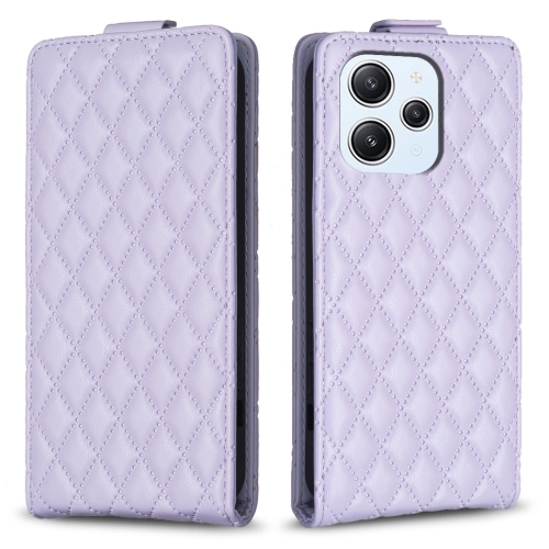

For Xiaomi Redmi 12 Diamond Lattice Vertical Flip Leather Phone Case(Purple)