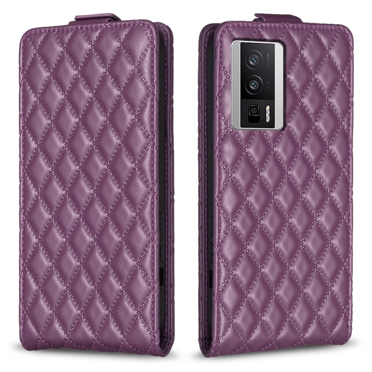

For Xiaomi Redmi K60 / K60 Pro Diamond Lattice Vertical Flip Leather Phone Case(Dark Purple)