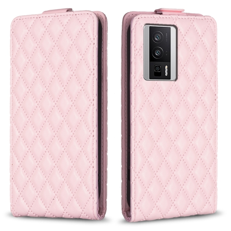 

For Xiaomi Redmi K60 / K60 Pro Diamond Lattice Vertical Flip Leather Phone Case(Pink)