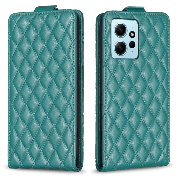 

For Redmi Note 12 4G Global Diamond Lattice Vertical Flip Leather Phone Case(Green)