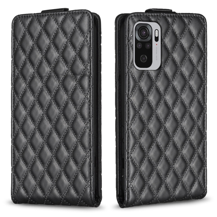 

For Redmi Note 10 4G / Note 10S Diamond Lattice Vertical Flip Leather Phone Case(Black)