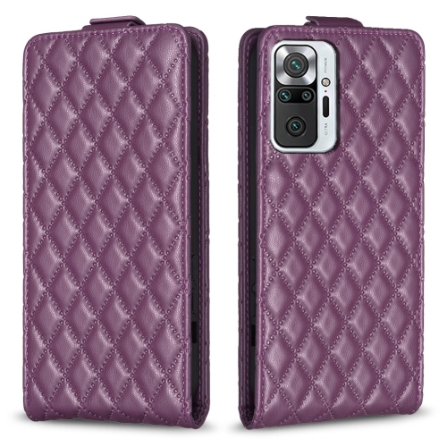 

For Redmi Note 10 Pro /10 Pro Max Diamond Lattice Vertical Flip Leather Phone Case(Dark Purple)