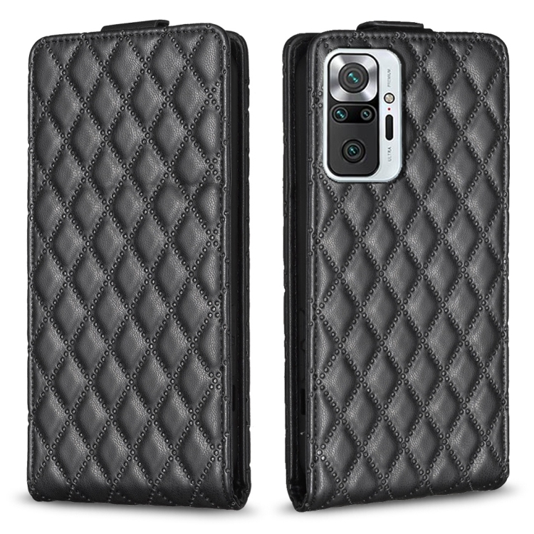 

For Redmi Note 10 Pro /10 Pro Max Diamond Lattice Vertical Flip Leather Phone Case(Black)