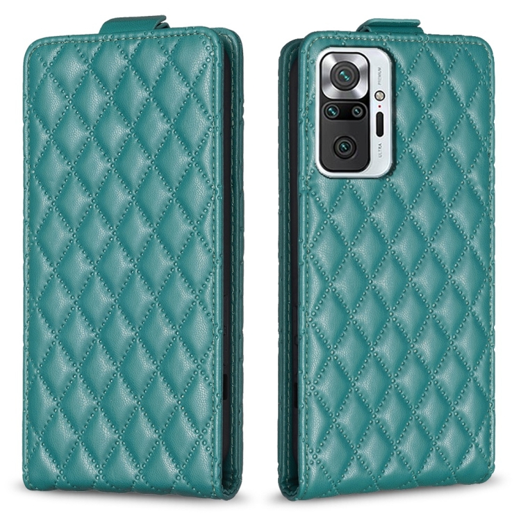 

For Redmi Note 10 Pro /10 Pro Max Diamond Lattice Vertical Flip Leather Phone Case(Green)