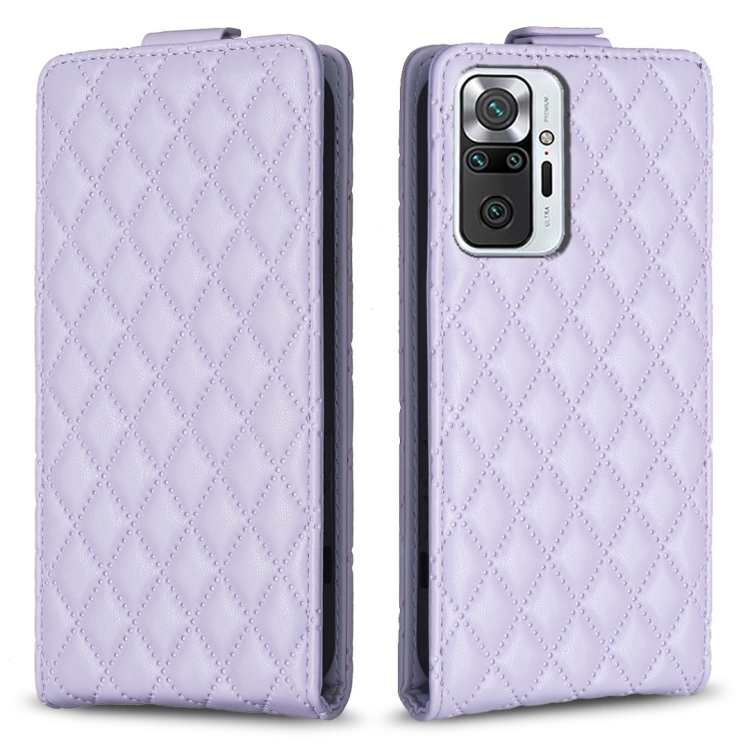 

For Redmi Note 10 Pro /10 Pro Max Diamond Lattice Vertical Flip Leather Phone Case(Purple)