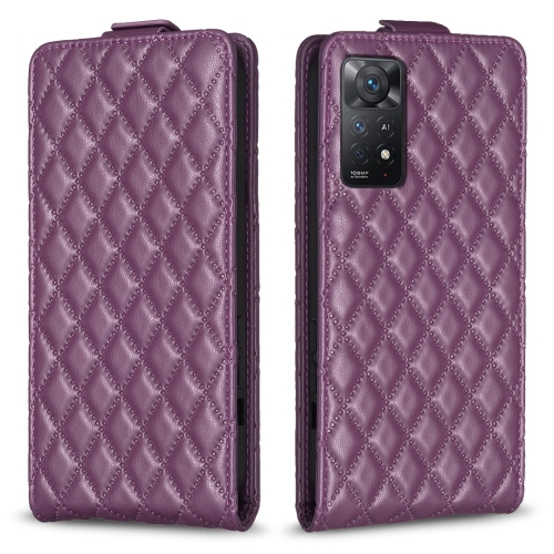 

For Redmi Note 11 Pro 5G Global Diamond Lattice Vertical Flip Leather Phone Case(Dark Purple)