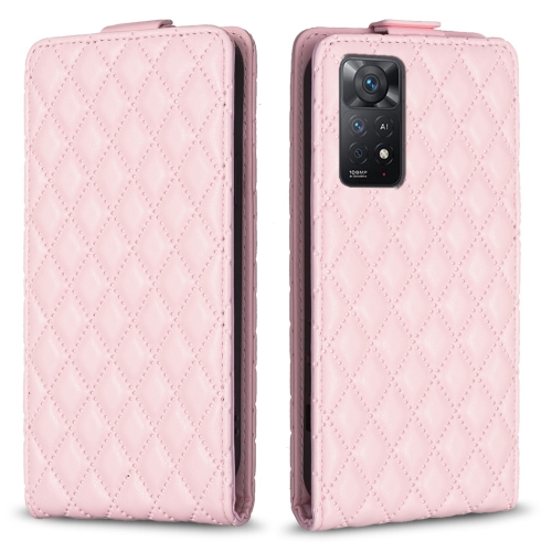 For Redmi Note 11 Pro 5G Global Diamond Lattice Vertical Flip Leather Phone Case(Pink)