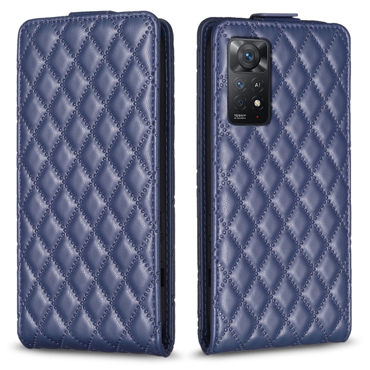 

For Redmi Note 11 Pro 5G Global Diamond Lattice Vertical Flip Leather Phone Case(Blue)