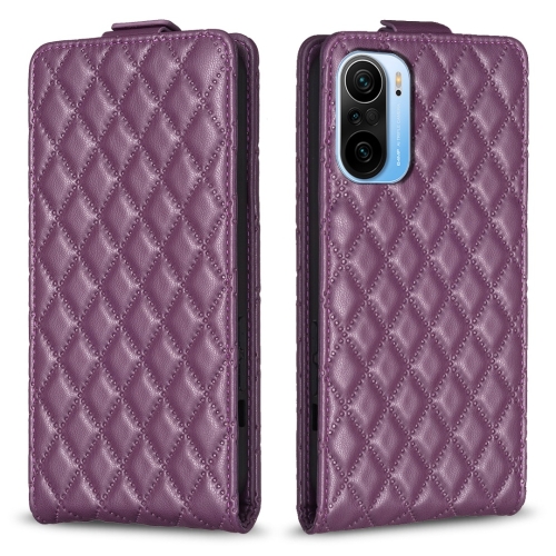 

For Redmi K40 / K40 Pro Diamond Lattice Vertical Flip Leather Phone Case(Dark Purple)