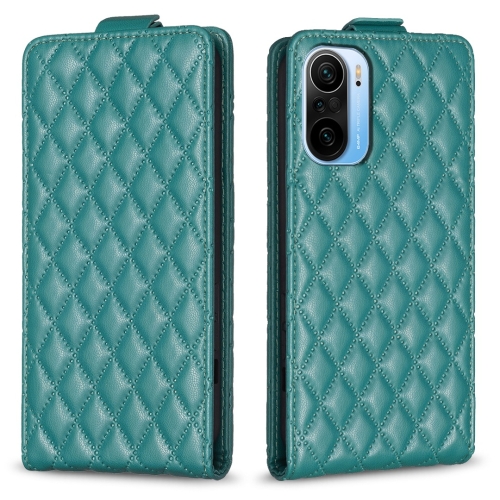 

For Redmi K40 / K40 Pro Diamond Lattice Vertical Flip Leather Phone Case(Green)