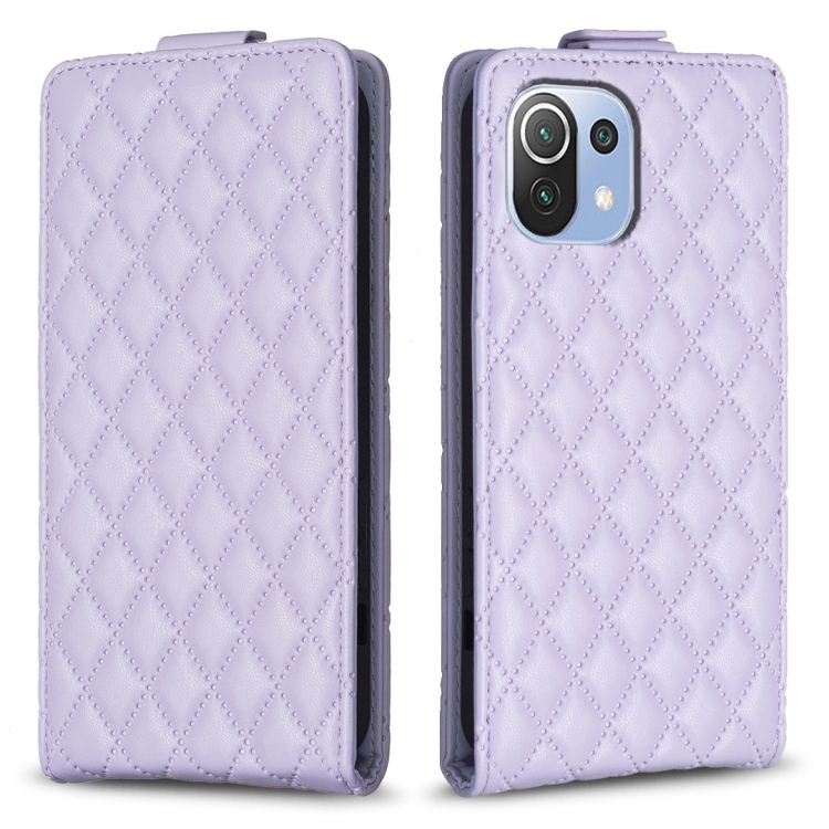 

For Xiaomi Mi 11 Lite Diamond Lattice Vertical Flip Leather Phone Case(Purple)