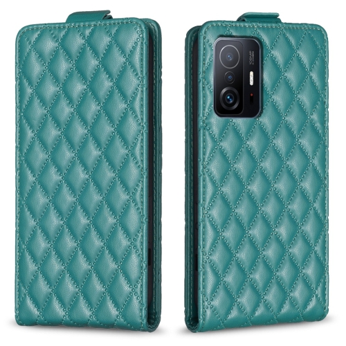 For Xiaomi Mi 11T / 11T Pro Diamond Lattice Vertical Flip Leather Phone Case(Green)