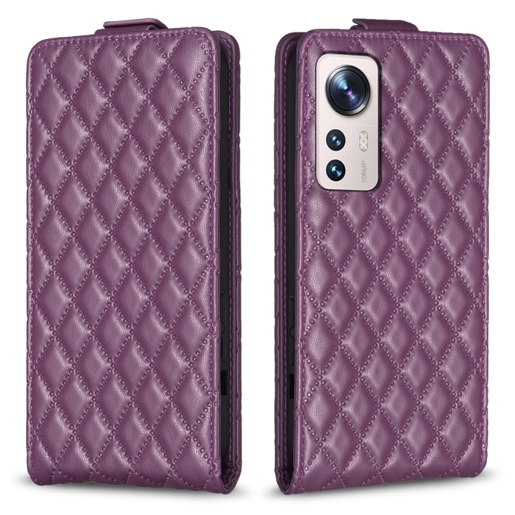

For Xiaomi 12 Lite Diamond Lattice Vertical Flip Leather Phone Case(Dark Purple)