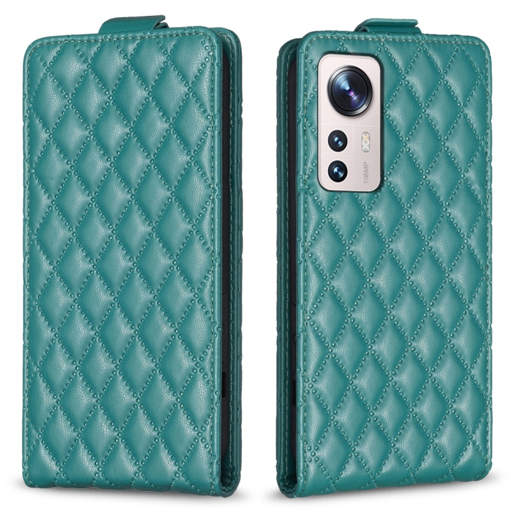 

For Xiaomi 12 Lite Diamond Lattice Vertical Flip Leather Phone Case(Green)