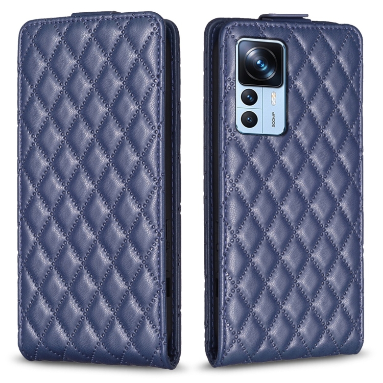 

For Xiaomi 12T / 12T Pro Diamond Lattice Vertical Flip Leather Phone Case(Blue)